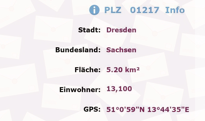 Postleitzahl 01217 Dresden, Sachsen Information