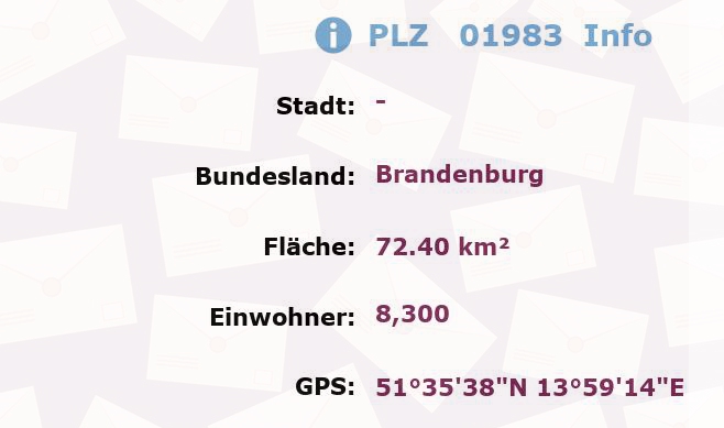 Postleitzahl 01983 Brandenburg Information