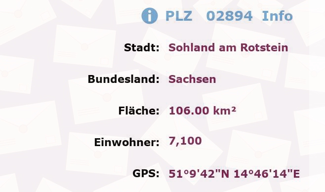 Postleitzahl 02894 Sohland am Rotstein, Sachsen Information