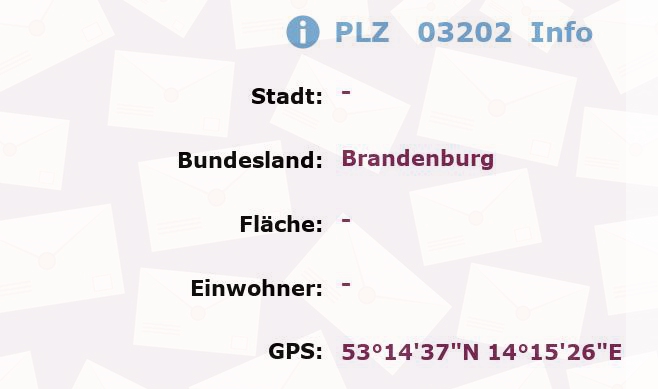 Postleitzahl 03202 Brandenburg Information