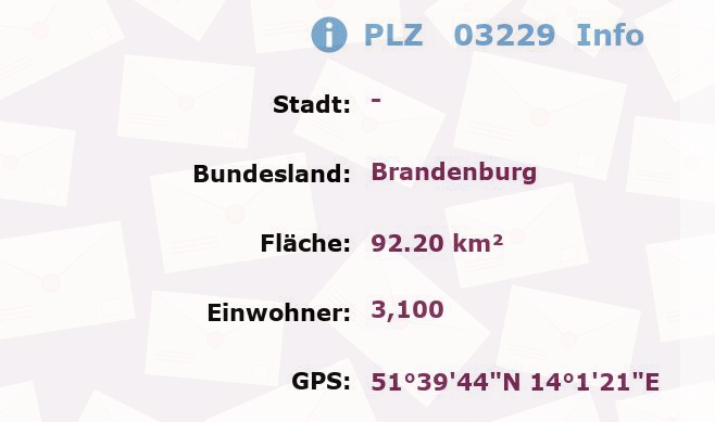Postleitzahl 03229 Brandenburg Information