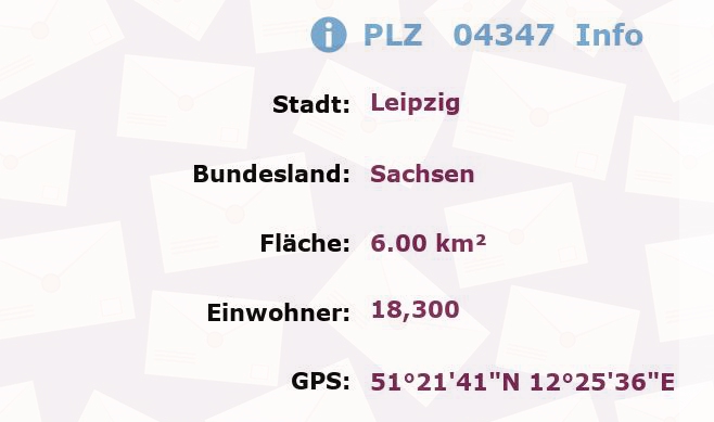 Postleitzahl 04347 Leipzig, Sachsen Information