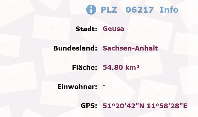 Postleitzahl 06217 Geusa, Sachsen-Anhalt Information