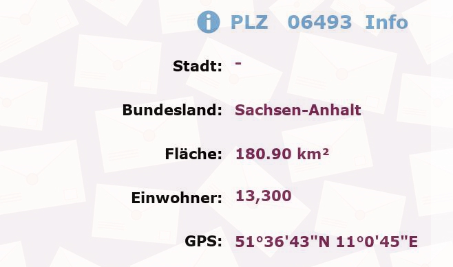 Postleitzahl 06493 Sachsen-Anhalt Information