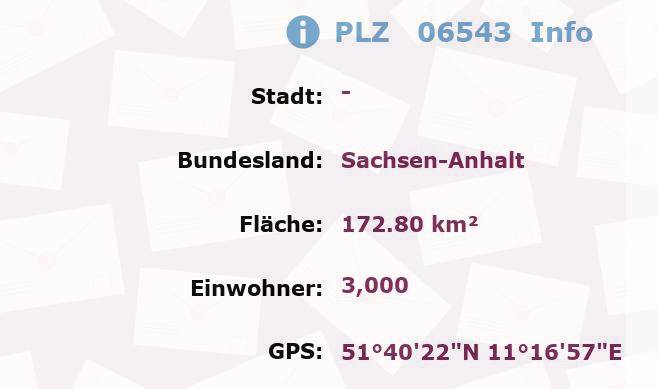 Postleitzahl 06543 Sachsen-Anhalt Information
