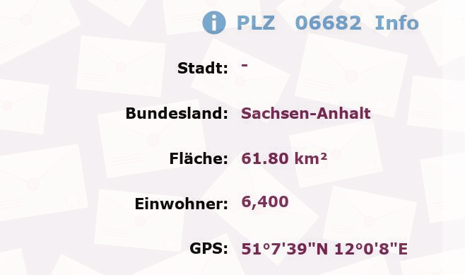 Postleitzahl 06682 Sachsen-Anhalt Information
