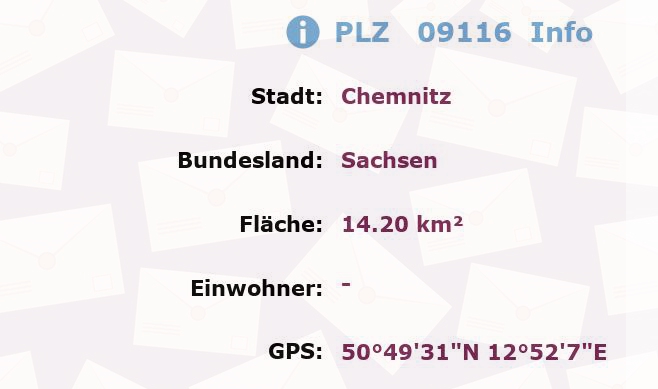Postleitzahl 09116 Chemnitz, Sachsen Information
