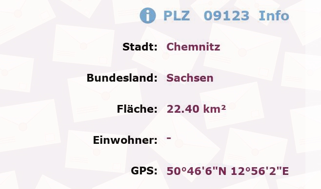 Postleitzahl 09123 Chemnitz, Sachsen Information