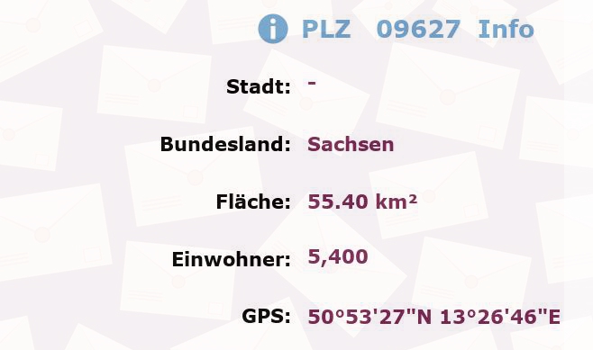 Postleitzahl 09627 Sachsen Information