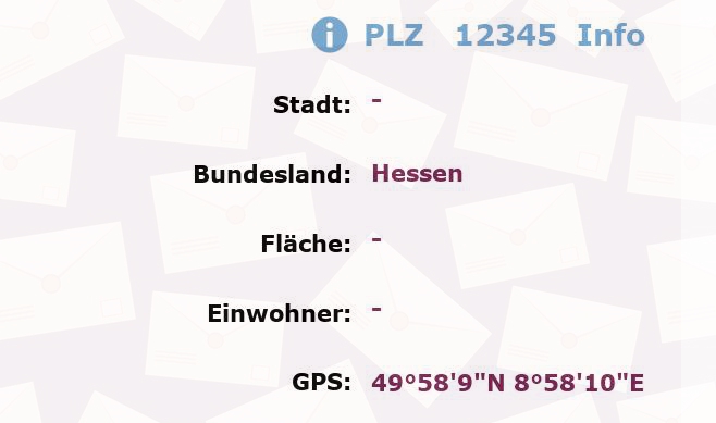 Postleitzahl 12345 Hessen Information