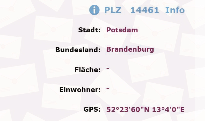 Postleitzahl 14461 Potsdam, Brandenburg Information