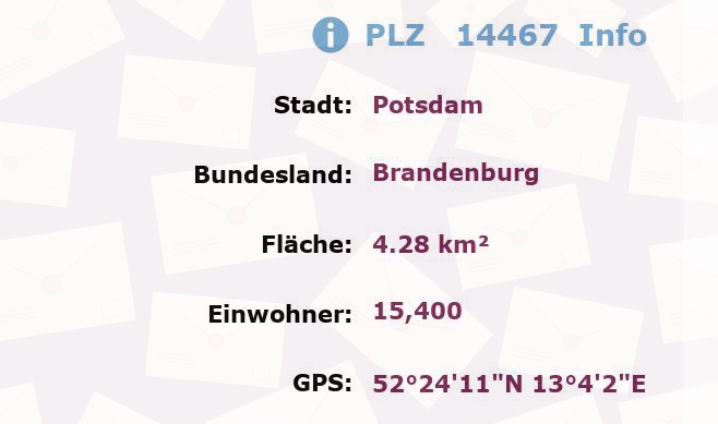Postleitzahl 14467 Potsdam, Brandenburg Information