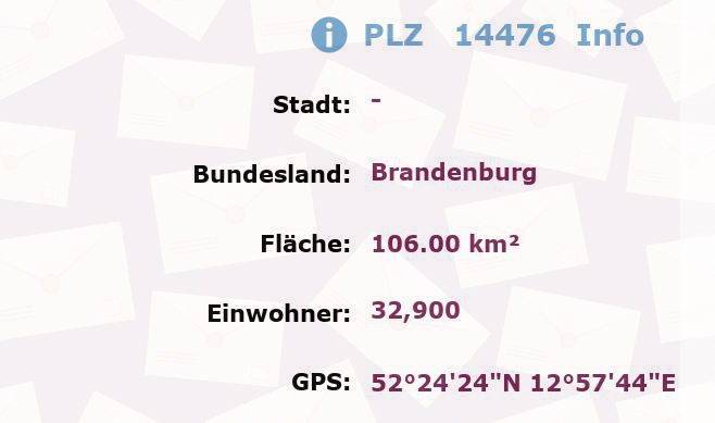 Postleitzahl 14476 Brandenburg Information