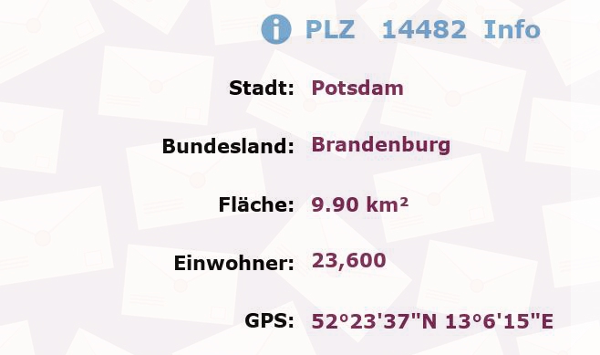 Postleitzahl 14482 Potsdam, Brandenburg Information