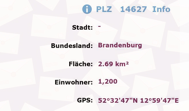 Postleitzahl 14627 Brandenburg Information