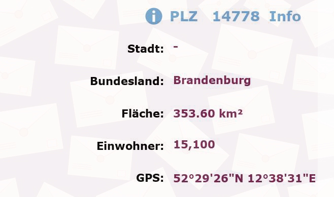 Postleitzahl 14778 Brandenburg Information