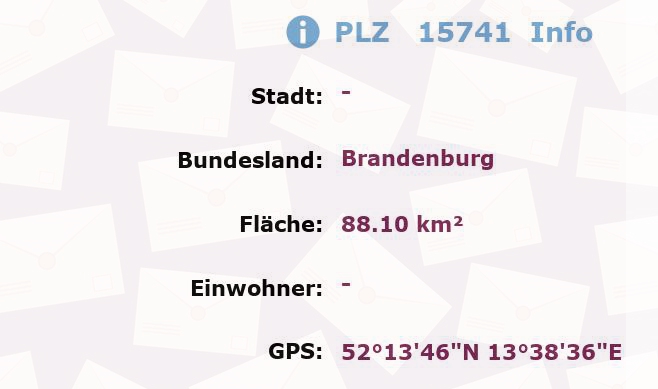 Postleitzahl 15741 Brandenburg Information