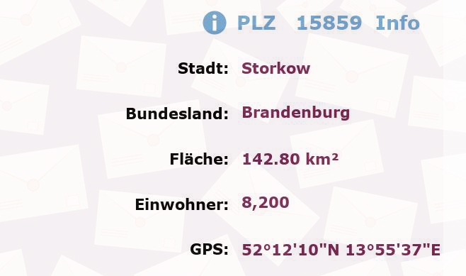 Postleitzahl 15859 Storkow, Brandenburg Information