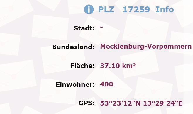 Postleitzahl 17259 Mecklenburg-Vorpommern Information
