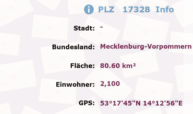Postleitzahl 17328 Mecklenburg-Vorpommern Information