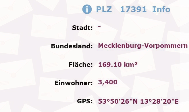 Postleitzahl 17391 Mecklenburg-Vorpommern Information