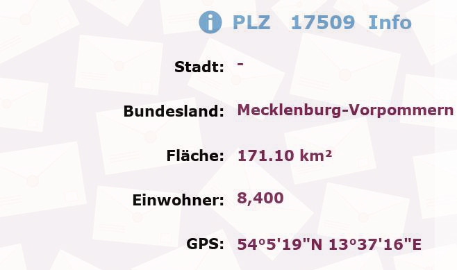 Postleitzahl 17509 Mecklenburg-Vorpommern Information