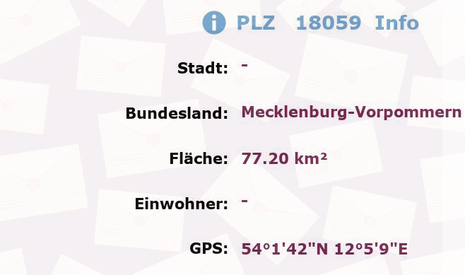 Postleitzahl 18059 Mecklenburg-Vorpommern Information