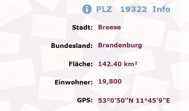 Postleitzahl 19322 Breese, Brandenburg Information