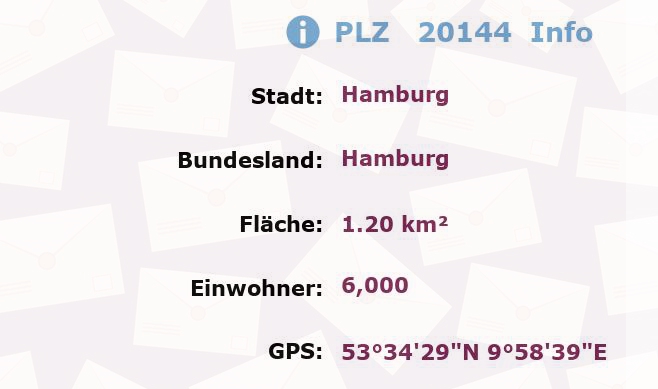 Postleitzahl 20144 Hamburg Information