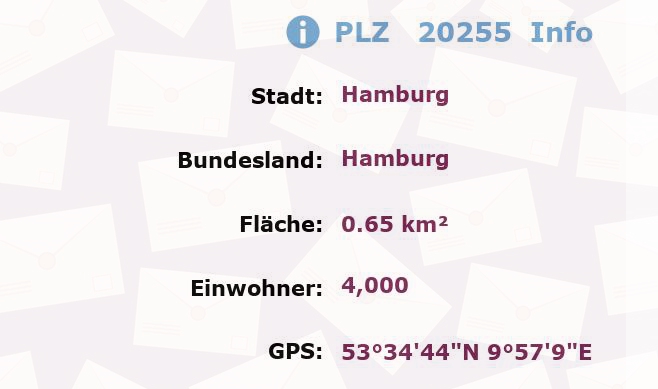 Postleitzahl 20255 Hamburg Information