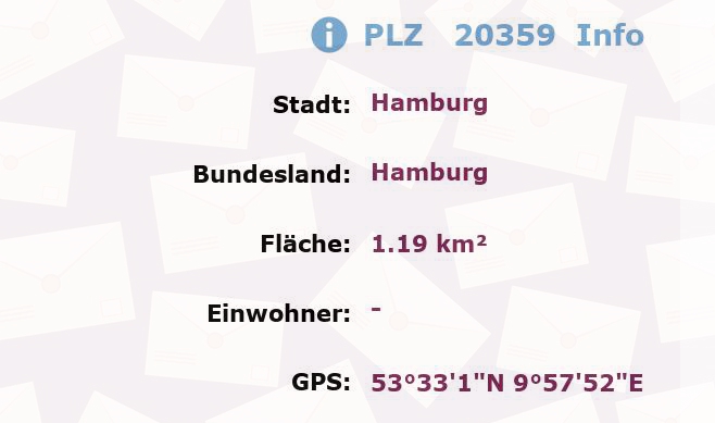 Postleitzahl 20359 Hamburg Information