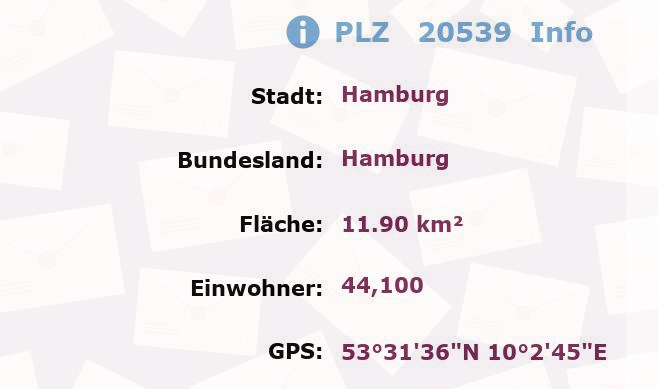 Postleitzahl 20539 Hamburg Information