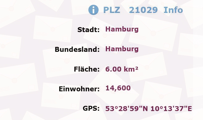 Postleitzahl 21029 Hamburg Information