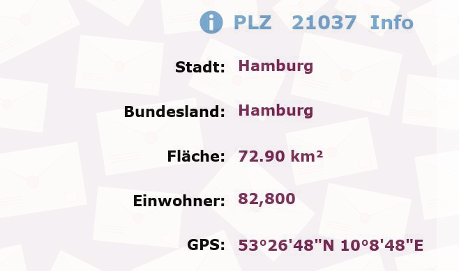 Postleitzahl 21037 Hamburg Information