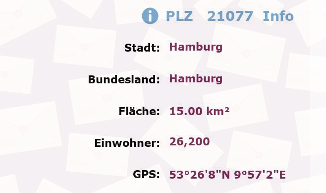 Postleitzahl 21077 Hamburg Information