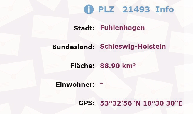 Postleitzahl 21493 Fuhlenhagen, Schleswig-Holstein Information