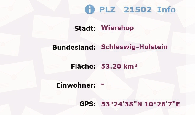 Postleitzahl 21502 Wiershop, Schleswig-Holstein Information