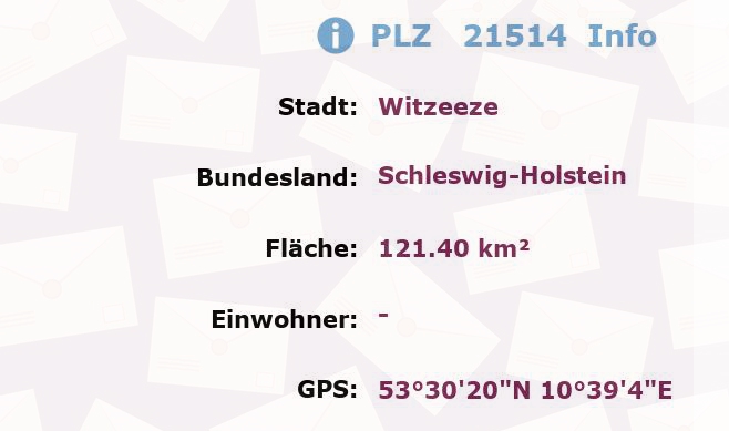 Postleitzahl 21514 Witzeeze, Schleswig-Holstein Information