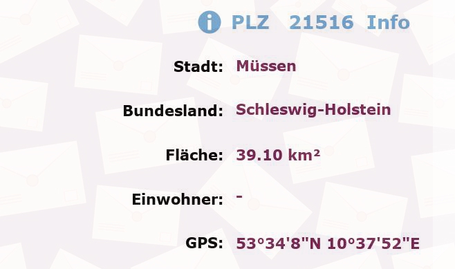 Postleitzahl 21516 Müssen, Schleswig-Holstein Information