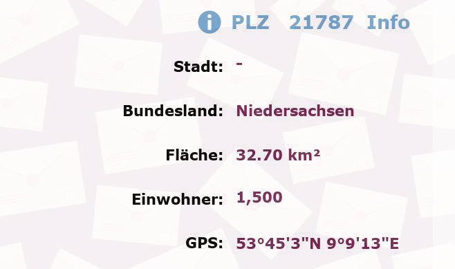 Postleitzahl 21787 Niedersachsen Information