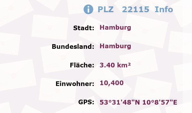 Postleitzahl 22115 Hamburg Information