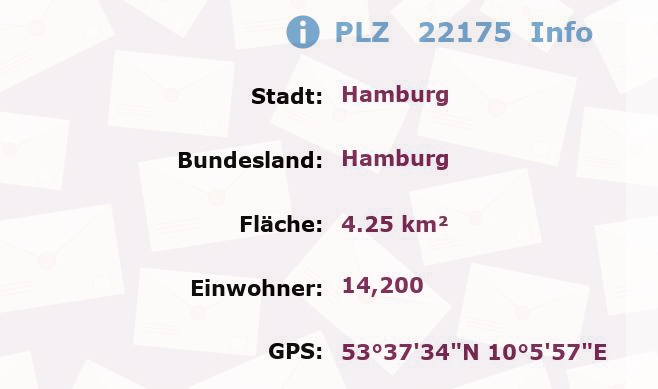 Postleitzahl 22175 Hamburg Information