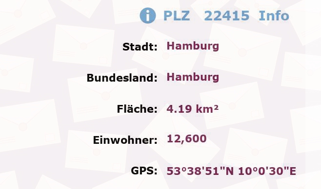 Postleitzahl 22415 Hamburg Information