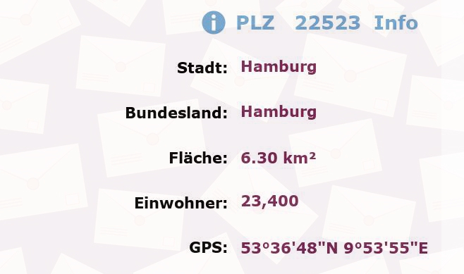 Postleitzahl 22523 Hamburg Information