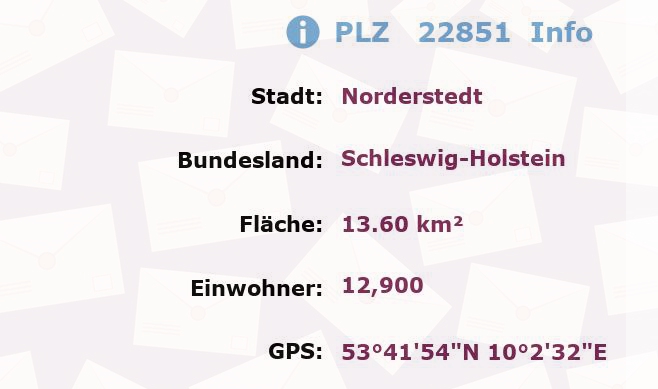 Postleitzahl 22851 Norderstedt, Schleswig-Holstein Information