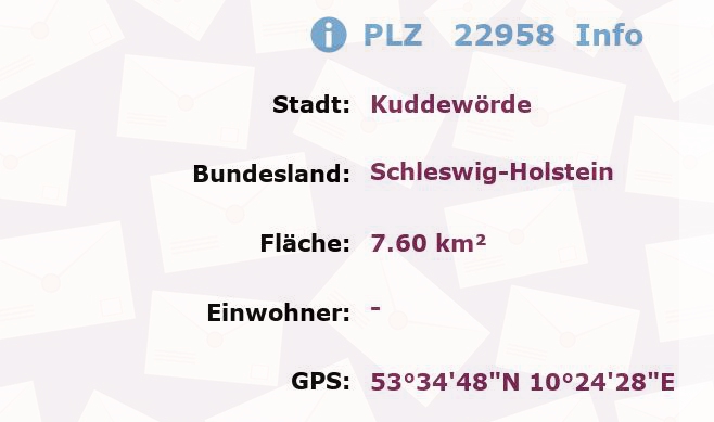 Postleitzahl 22958 Kuddewörde, Schleswig-Holstein Information