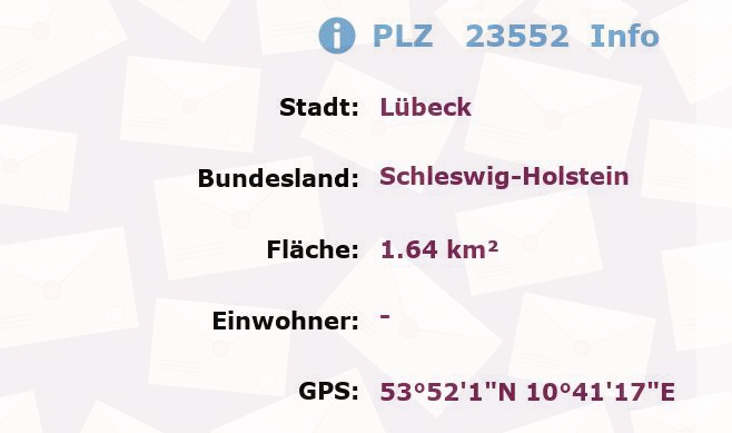 Postleitzahl 23552 Lübeck, Schleswig-Holstein Information