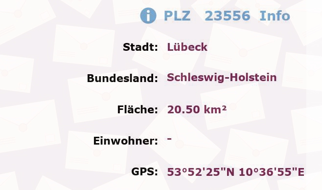 Postleitzahl 23556 Lübeck, Schleswig-Holstein Information