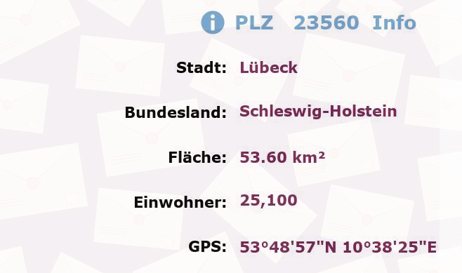 Postleitzahl 23560 Lübeck, Schleswig-Holstein Information