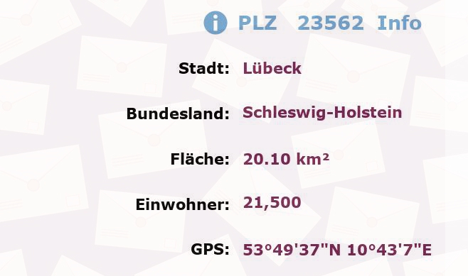 Postleitzahl 23562 Lübeck, Schleswig-Holstein Information